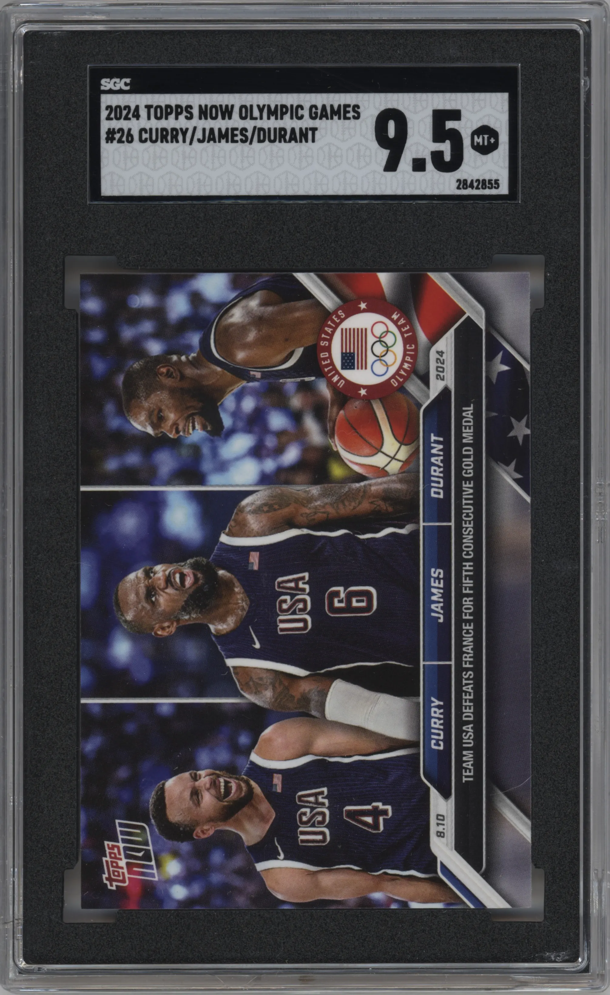 2024 Topps Now Olympics Stephen Curry/LeBron James/Kevin Durant #26 SGC 9.5