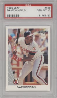 Dave Winfield from the 1990 Leaf set graded by PSA and given an overall grade of 10.