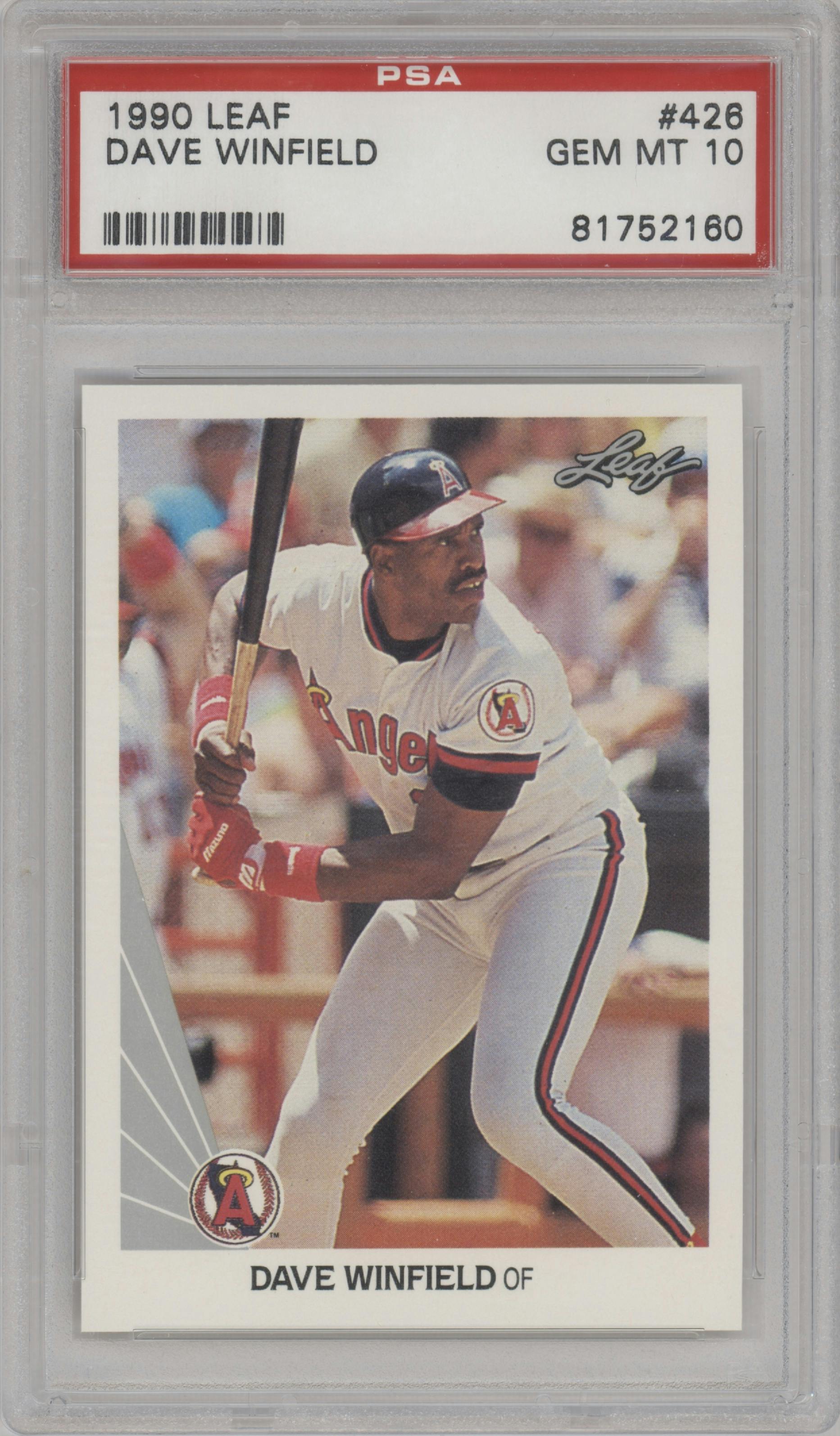 Dave Winfield from the 1990 Leaf set graded by PSA and given an overall grade of 10.