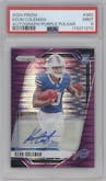 Keon Coleman from the 2024 Panini Prizm set featuring a Purple Pulsar parallel graded by PSA and given an overall grade of 9.
