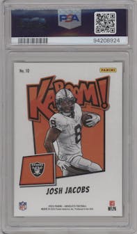 Josh Jacobs from the 2023 Panini Absolute set graded by PSA and given an overall grade of 9.