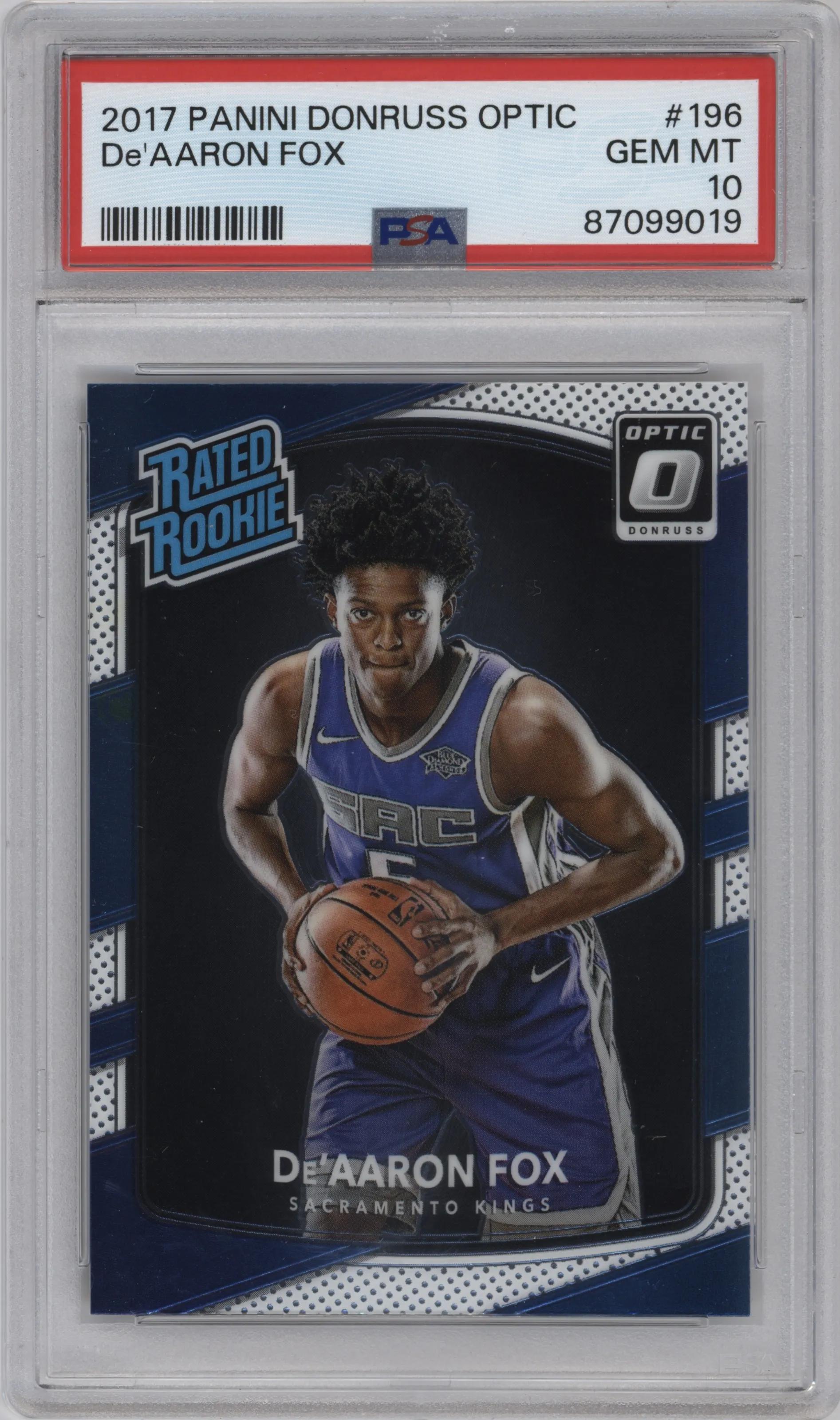2017 Panini Donruss Optic Rated Rookie De'Aaron Fox PSA 10