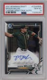 Mason Miller from the 2021 Bowman Draft set graded by PSA and given an overall grade of 10.