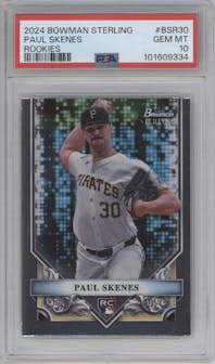 Paul Skenes from the 2024 Bowman Sterling set graded by PSA and given an overall grade of 10.