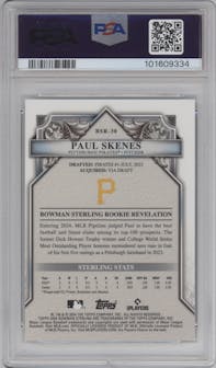 Paul Skenes from the 2024 Bowman Sterling set graded by PSA and given an overall grade of 10.