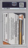 Dalton Knecht from the 2023-24 Bowman U Chrome set featuring a Lava Refractor parallel graded by PSA and given an overall grade of 10.