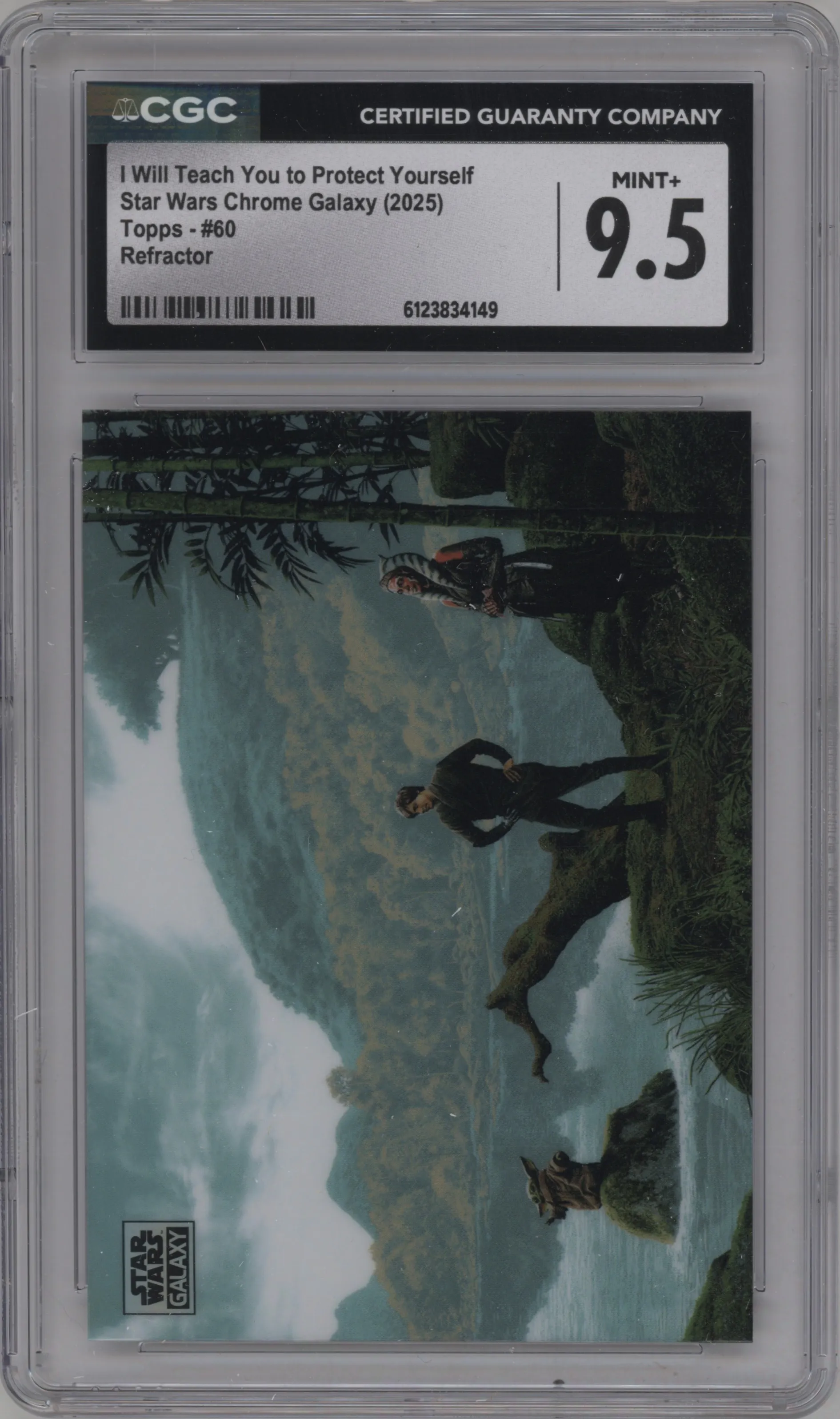 2025 Topps Chrome Star Wars Galaxy I Will Teach You To Protect Yourself Refractor #60 CGC 9.5
