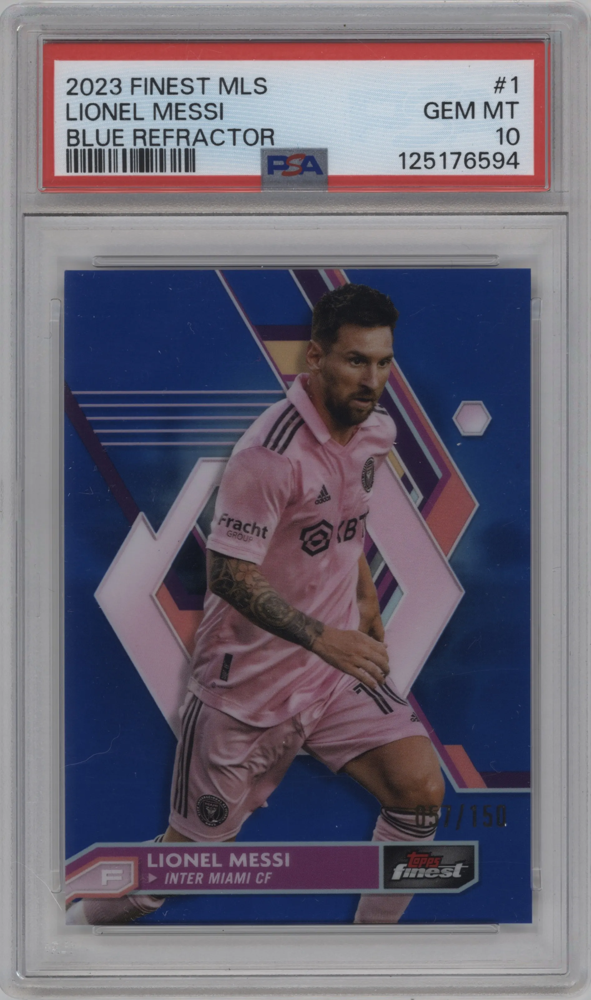 2023 Topps Finest MLS Lionel Messi Blue Refractor #1 PSA 10