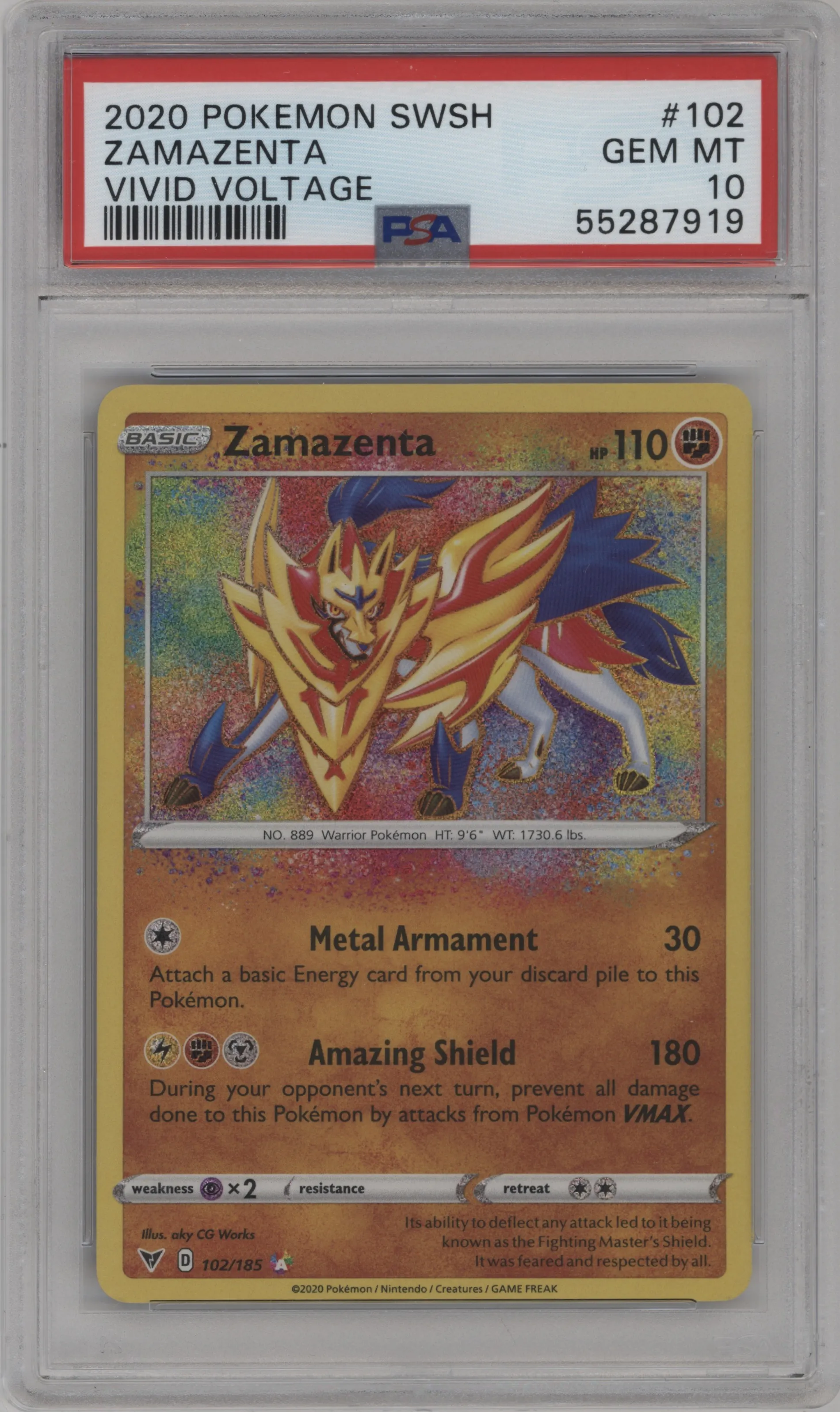 2020 Pokemon SWSH Vivid Voltage Zamazenta PSA 10