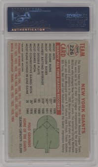 New York Giants  from the 1956 Topps set graded by PSA and given an overall grade of 6.