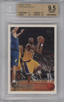 Kobe Bryant  from the 1996-97 Topps set graded by Beckett and given an overall grade of 9.5.