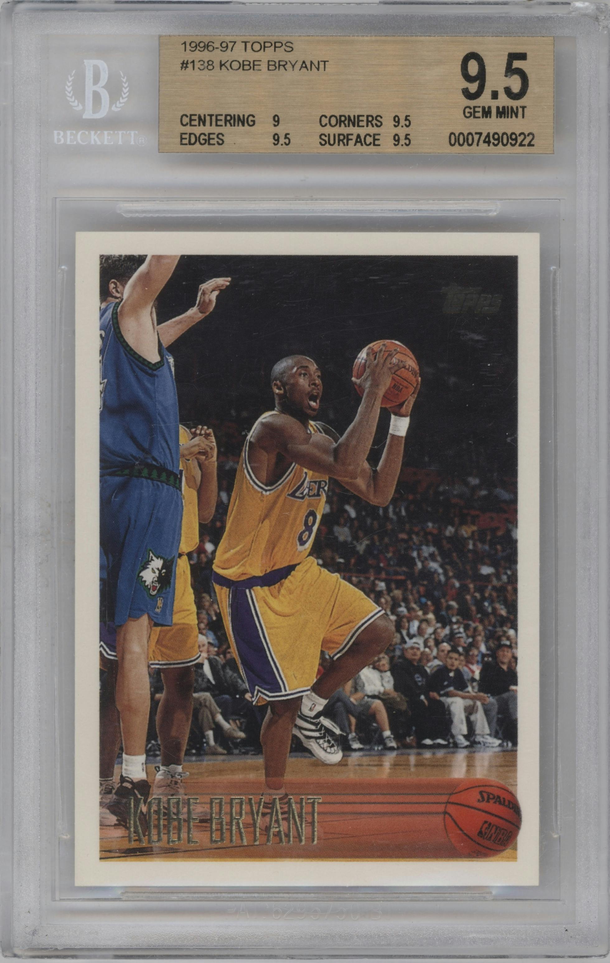 Kobe Bryant  from the 1996-97 Topps set graded by Beckett and given an overall grade of 9.5.