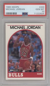Michael Jordan  from the 1989-90 NBA Hoops  set graded by PSA and given an overall grade of 10.