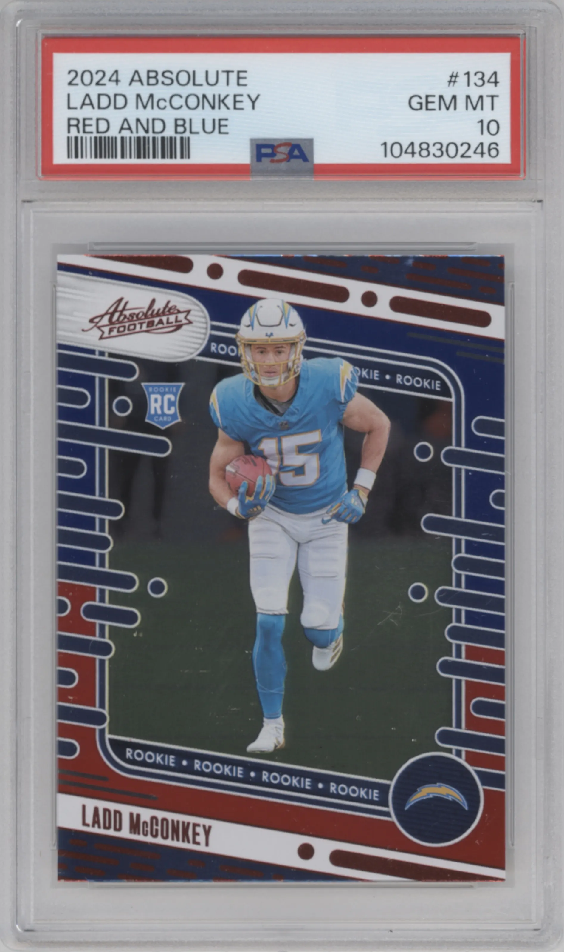 2024 Panini Absolute Ladd McConkey Red/Blue PSA 10