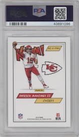 Patrick Mahomes II from the 2018 Panini Kaboom Rewards Multi-Sport set graded by PSA and given an overall grade of 10.