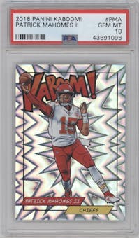 Patrick Mahomes II from the 2018 Panini Kaboom Rewards Multi-Sport set graded by PSA and given an overall grade of 10.