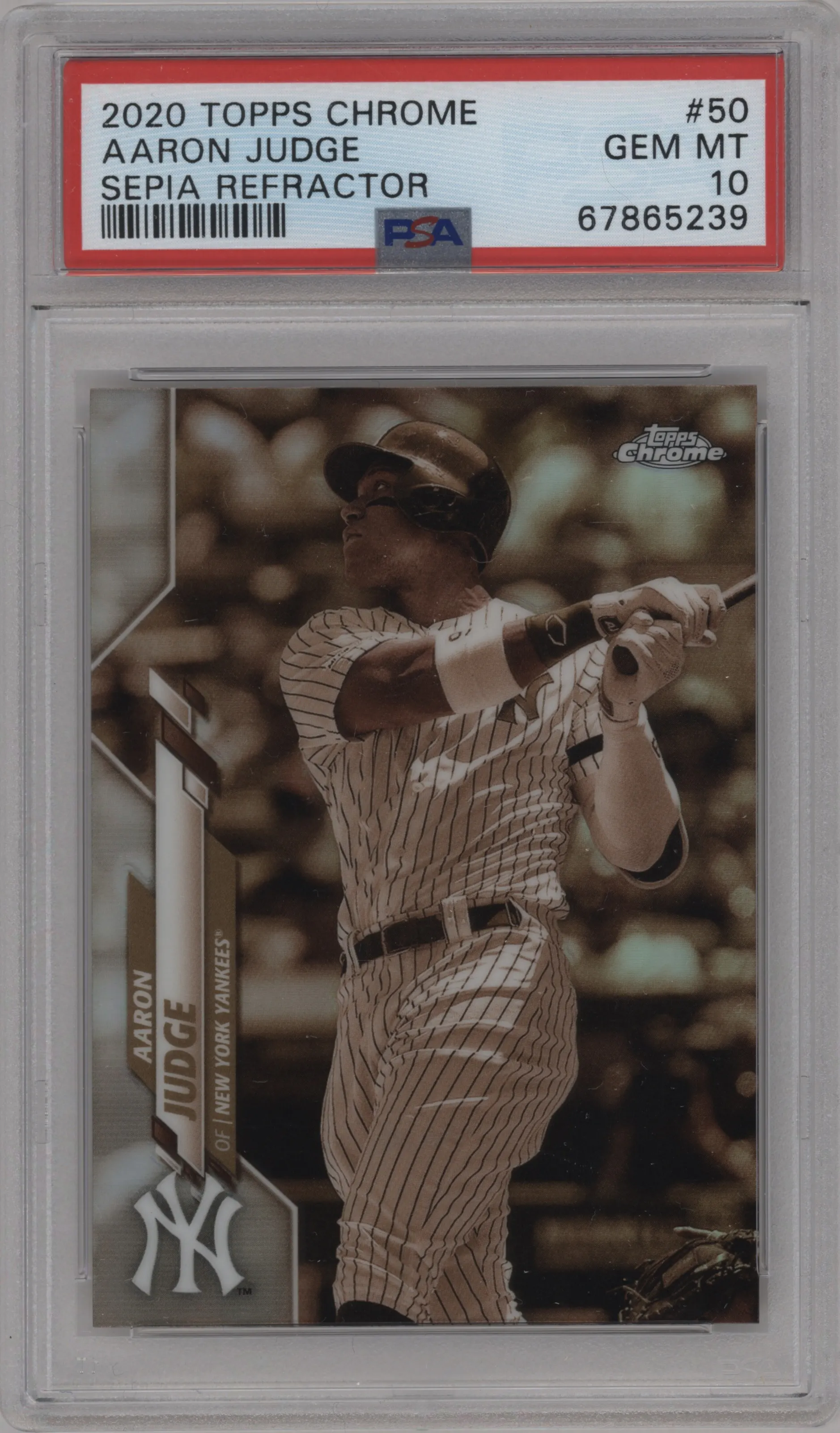 2020 Topps Chrome Aaron Judge Sepia Refractor #50 PSA 10