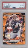 Joe Burrow from the 2024 Panini Prizm set featuring a Orange Ice parallel graded by PSA and given an overall grade of 10.