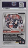 Joe Burrow from the 2024 Panini Prizm set featuring a Orange Ice parallel graded by PSA and given an overall grade of 10.