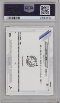 Roki Sasaki from the 2021 Topps Chrome NPB set graded by PSA and given an overall grade of 10.