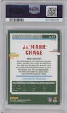 Ja'Marr Chase from the 2023 Donruss Optic set featuring a Holo parallel graded by PSA and given an overall grade of 10.