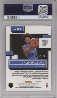 Jalen Williams from the 2022-23 Panini Donruss Optic  set featuring a Copper Glitter  parallel graded by PSA and given an overall grade of 10.