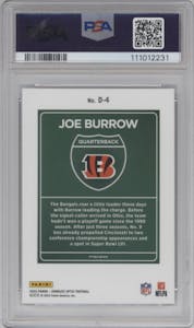 Joe Burrow from the 2023 Donruss Optic set graded by PSA and given an overall grade of 10.