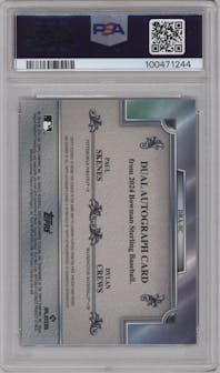 Dylan Crews/Paul Skenes from the 2024 Bowman Sterling set featuring a Rose Gold Mini-Diamond  parallel graded by PSA and given an overall grade of 10.