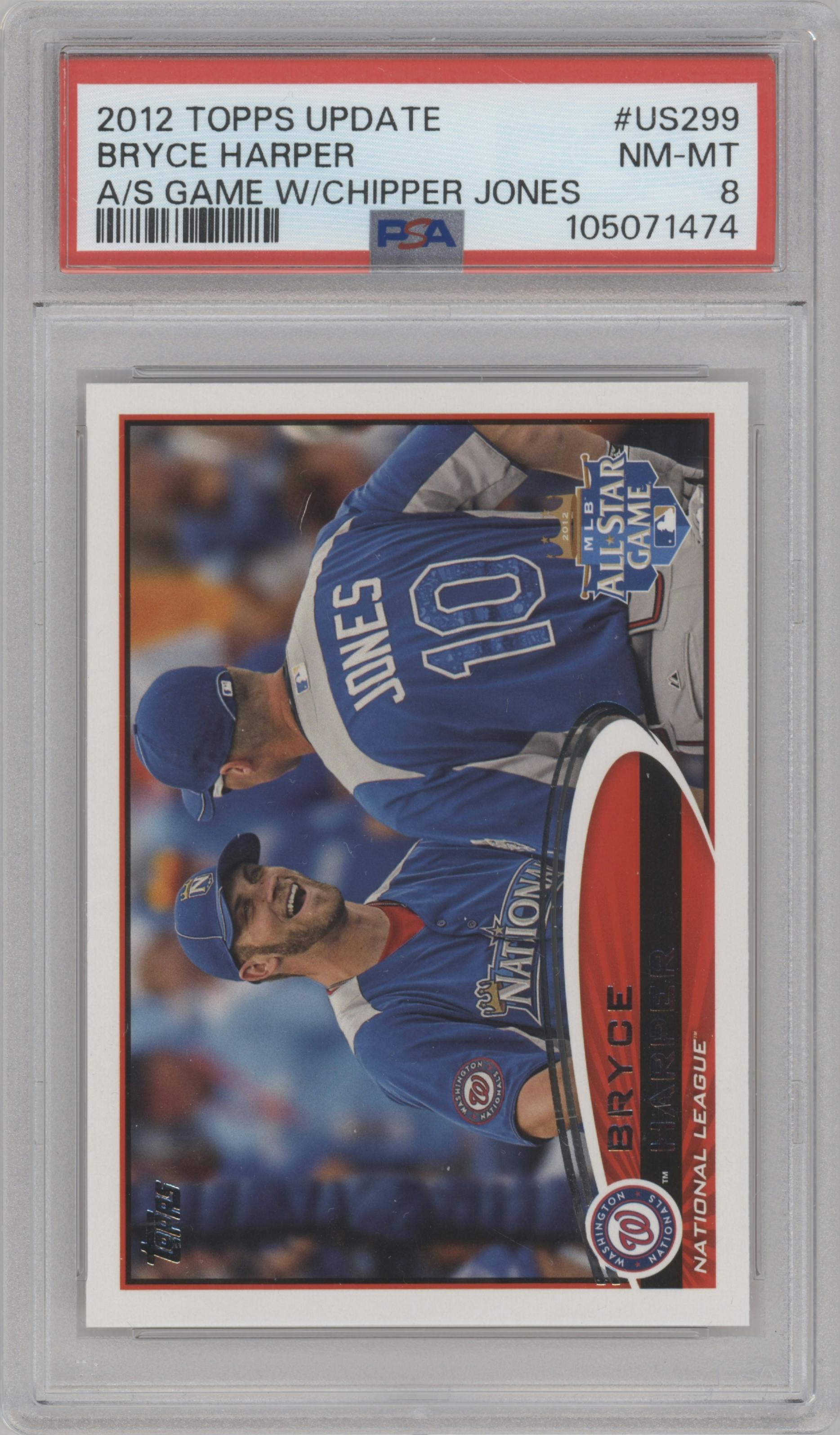 Bryce Harper from the 2012 Topps Update Series set graded by PSA and given an overall grade of 8.