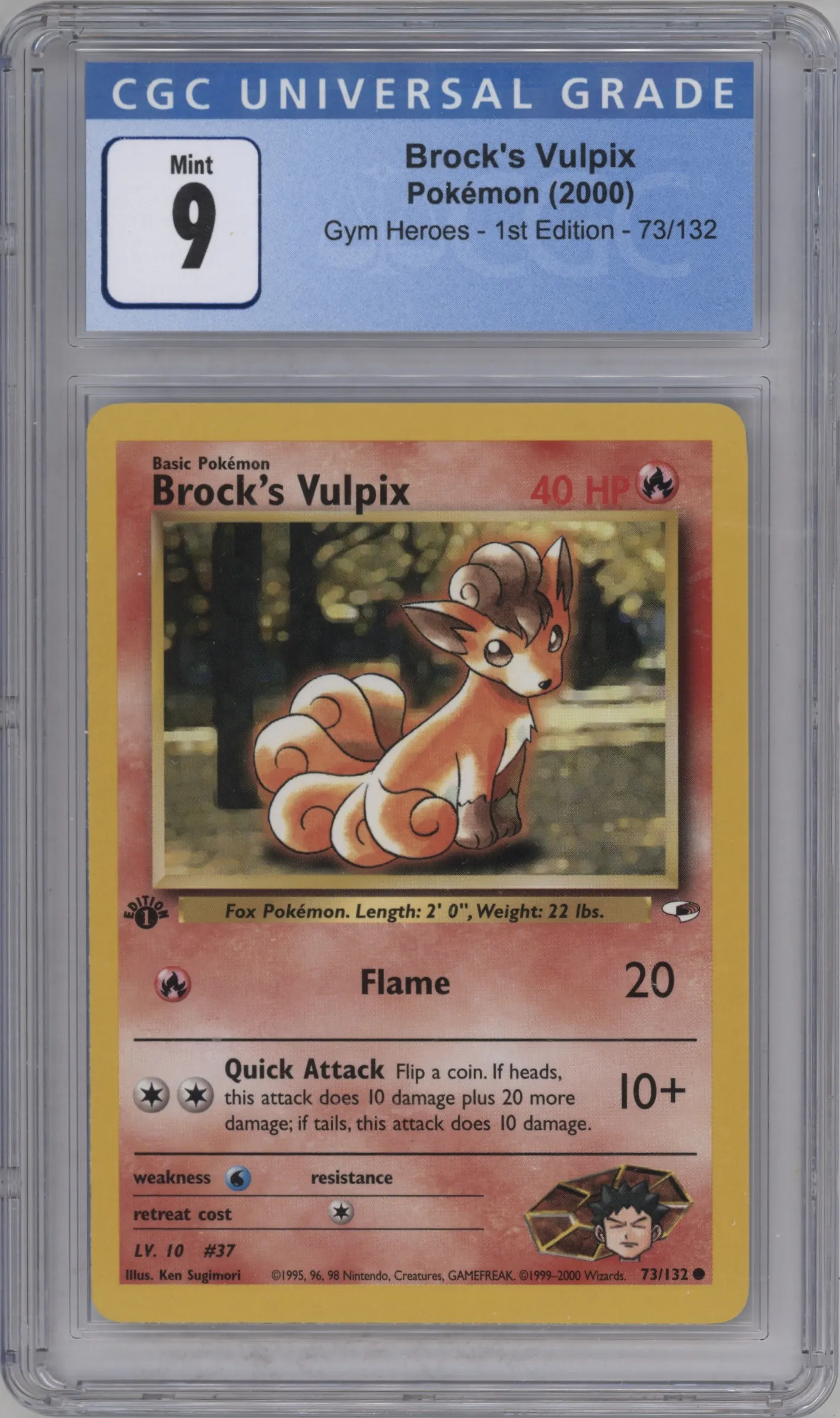 2000 Pokemon GH Gym Heroes Brock's Vulpix CGC 9