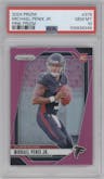 Michael Penix Jr. from the 2024 Panini Prizm set featuring a Pink Prizm parallel graded by PSA and given an overall grade of 10.