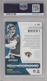 Gardner Minshew II from the 2019 Panini Absolute set featuring a Spectrum Blue parallel graded by PSA and given an overall grade of 10.