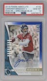 Gardner Minshew II from the 2019 Panini Absolute set featuring a Spectrum Blue parallel graded by PSA and given an overall grade of 10.