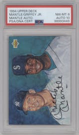 Mickey Mantle/Ken Griffey Jr. from the 1994 Upper Deck set graded by PSA and given an overall grade of 8.