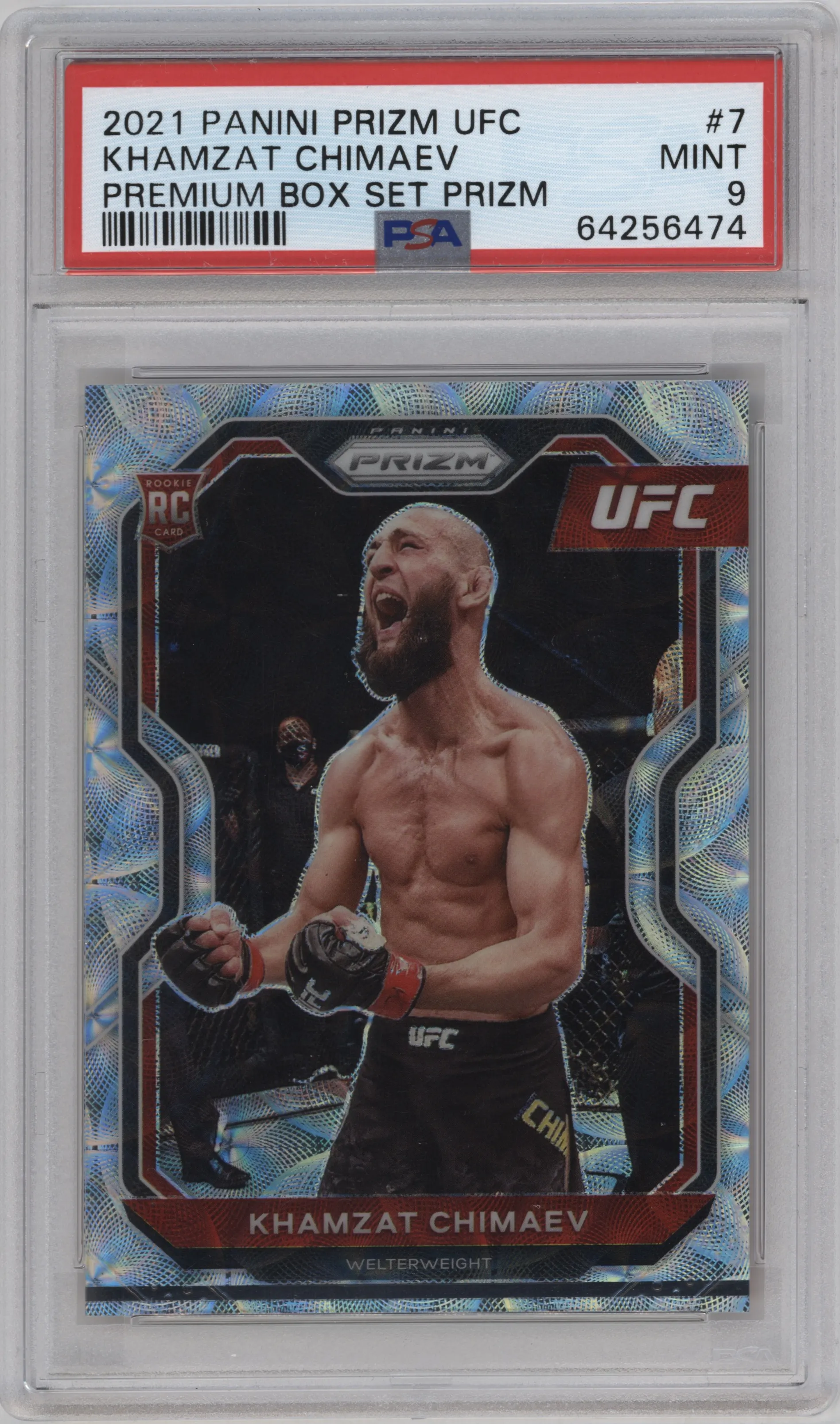 2021 Panini Prizm UFC Khamzat Chimaev Premium Box Set Prizm #7 PSA 9