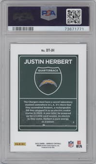 Justin Herbert from the 2022 Panini Donruss set graded by PSA and given an overall grade of 9.