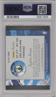 Jaylen Brown from the 2016-17 Panini Court Kings set graded by PSA and given an overall grade of 8.