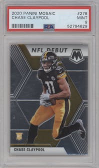 Chase Claypool from the 2020 Panini Mosaic set graded by PSA and given an overall grade of 9.
