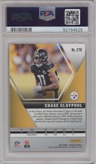 Chase Claypool from the 2020 Panini Mosaic set graded by PSA and given an overall grade of 9.