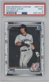Anthony Volpe from the 2020 Bowman set graded by PSA and given an overall grade of 9.