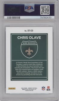 Chris Olave from the 2022 Panini Donruss set graded by PSA and given an overall grade of 9.