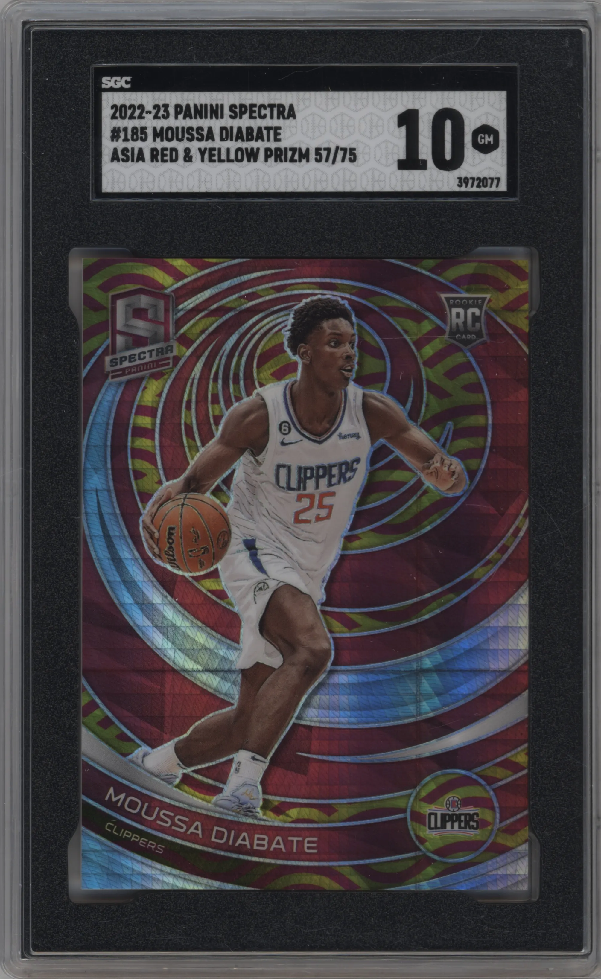 2022 Panini Spectra Moussa Diabate Asia Red & Yellow SGC 10
