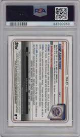 Pete Crow-Armstrong from the 2020 Bowman Draft set featuring a Orange Refractor  parallel graded by PSA and given an overall grade of 10.
