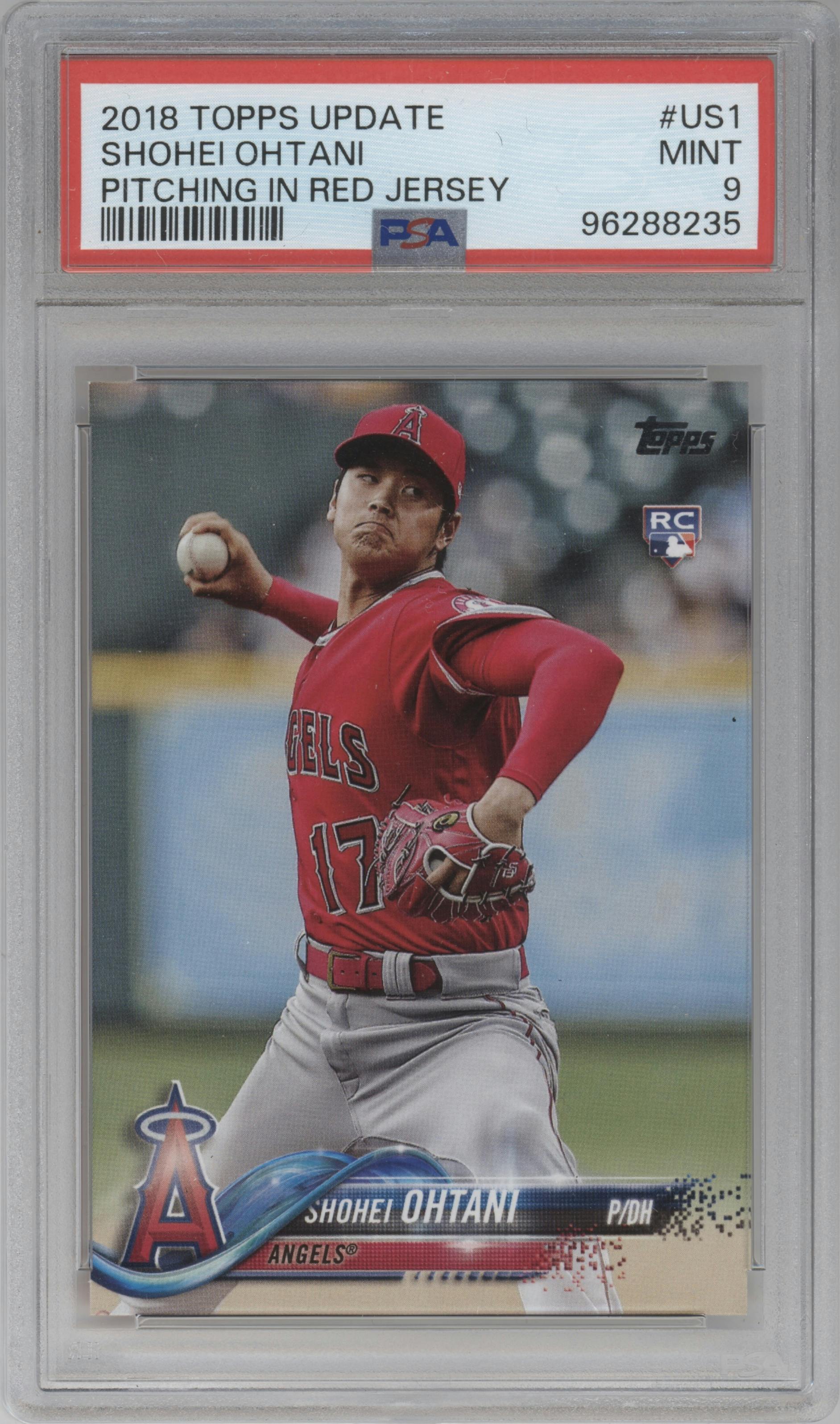 Shohei Ohtani from the 2018 Topps Update set graded by PSA and given an overall grade of 9.