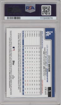 Shohei Ohtani from the 2025 Topps set graded by PSA and given an overall grade of 9.