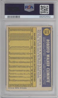 Roberto Clemente from the 1970 Topps set graded by PSA and given an overall grade of 5.