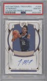 Ja Morant from the 2022-23 Panini National Treasures set featuring a Bronze parallel graded by PSA and given an overall grade of 10.