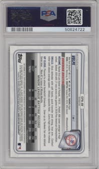 Anthony Volpe from the 2020 Bowman set featuring a Refractor parallel graded by PSA and given an overall grade of 9.
