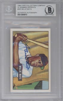 Willie Mays from the 1986 Card Collectors 1951 Bowman set graded by Beckett and given an overall grade of 0.