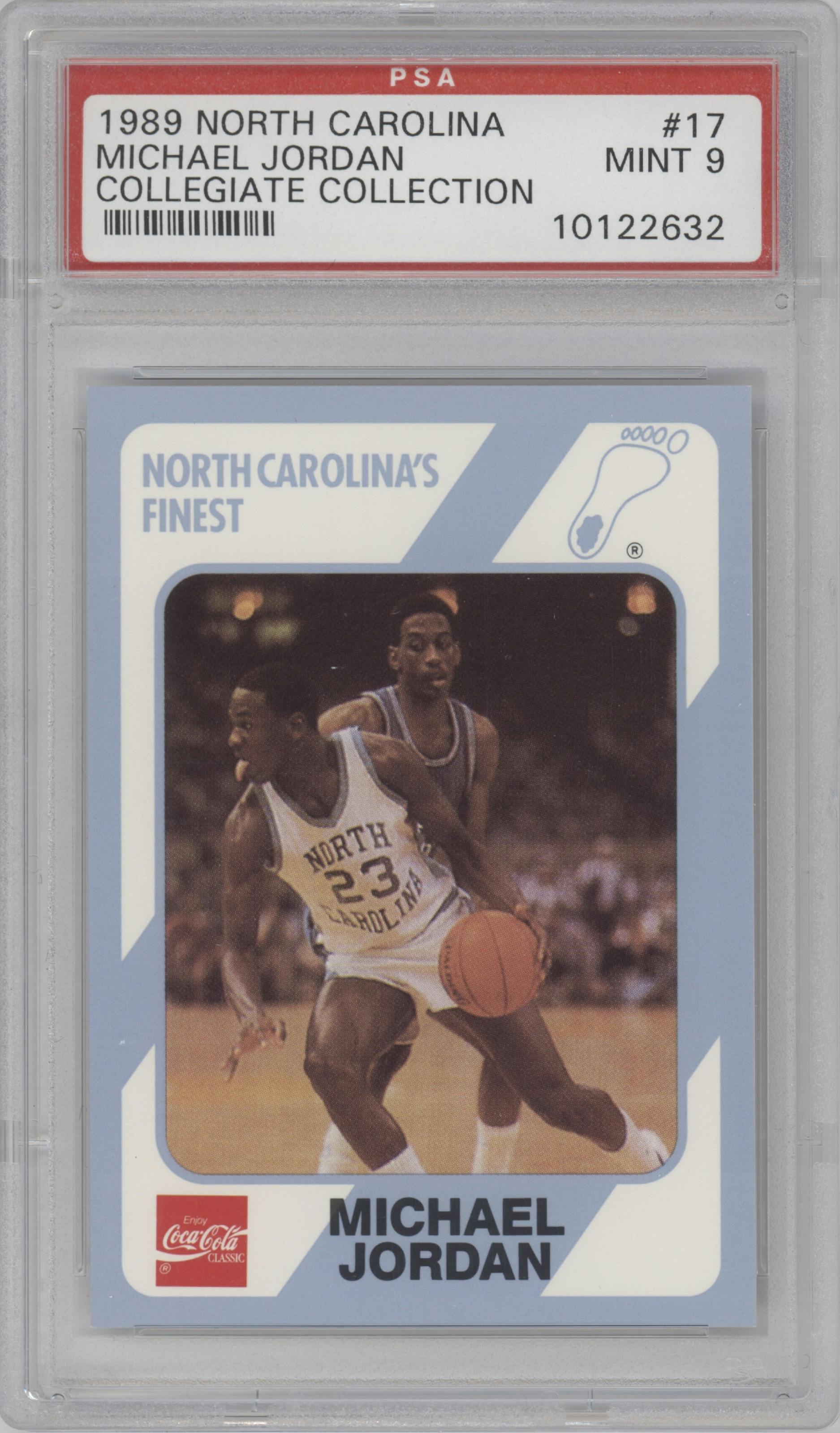 Michael Jordan from the 1989 Collegiate Collection North Carolina's Finest set graded by PSA and given an overall grade of 9.